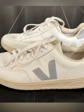 VEJA V12 Leather Sneakers with Gray Suede